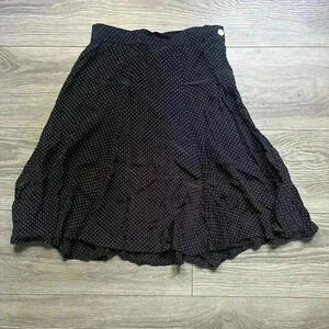 Laura Ashley Navy White Polka Dot Flare Skirt 80s 90s Feminine Size 6